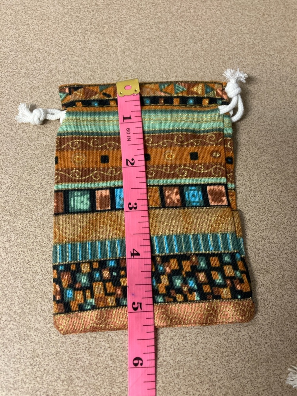 4 Colorful Striped Drawstring Pouch - Multicolor - Picture 6 of 7